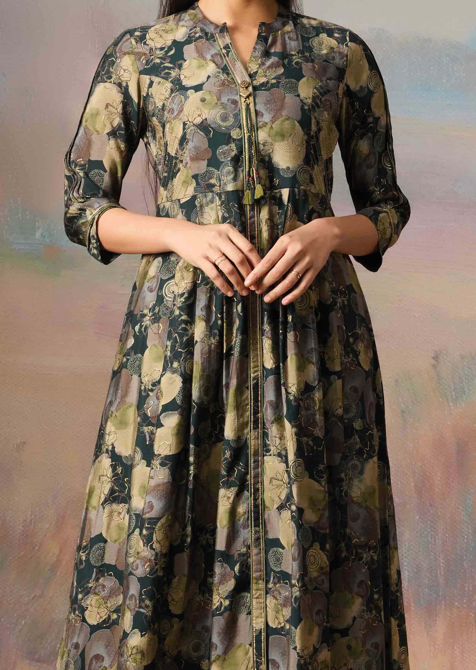 Green Modal Printed Kurti Sets