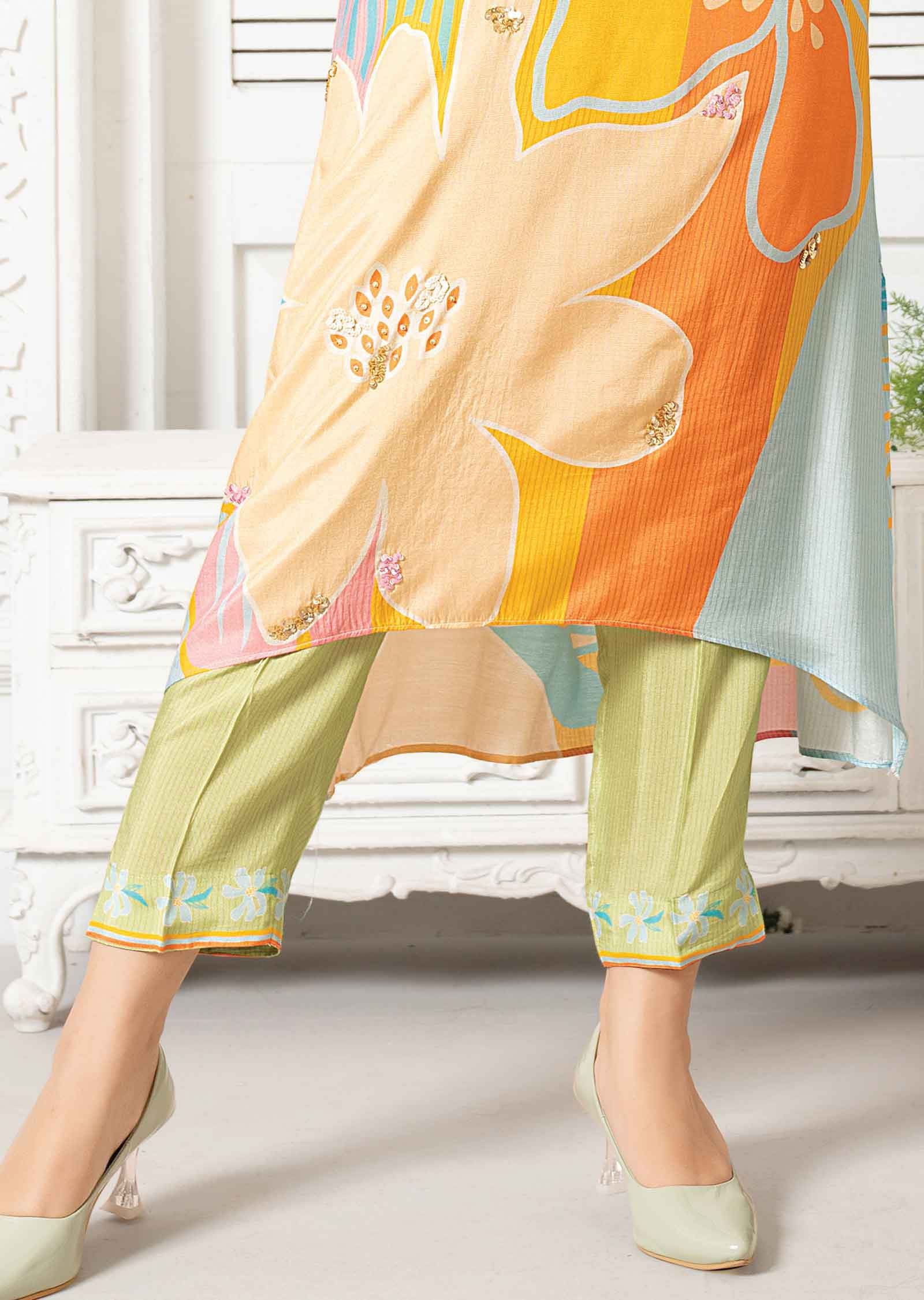 Yellow Muslin Kurti Sets