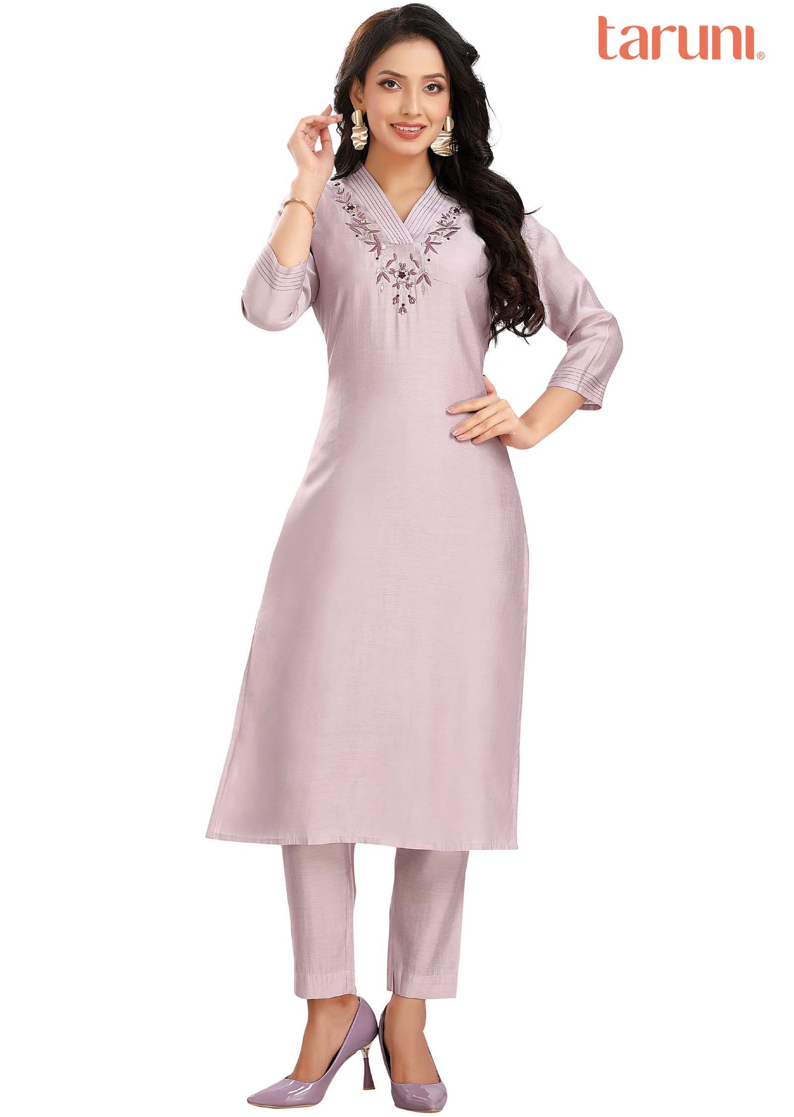 Purple Chanderi Kurti Sets