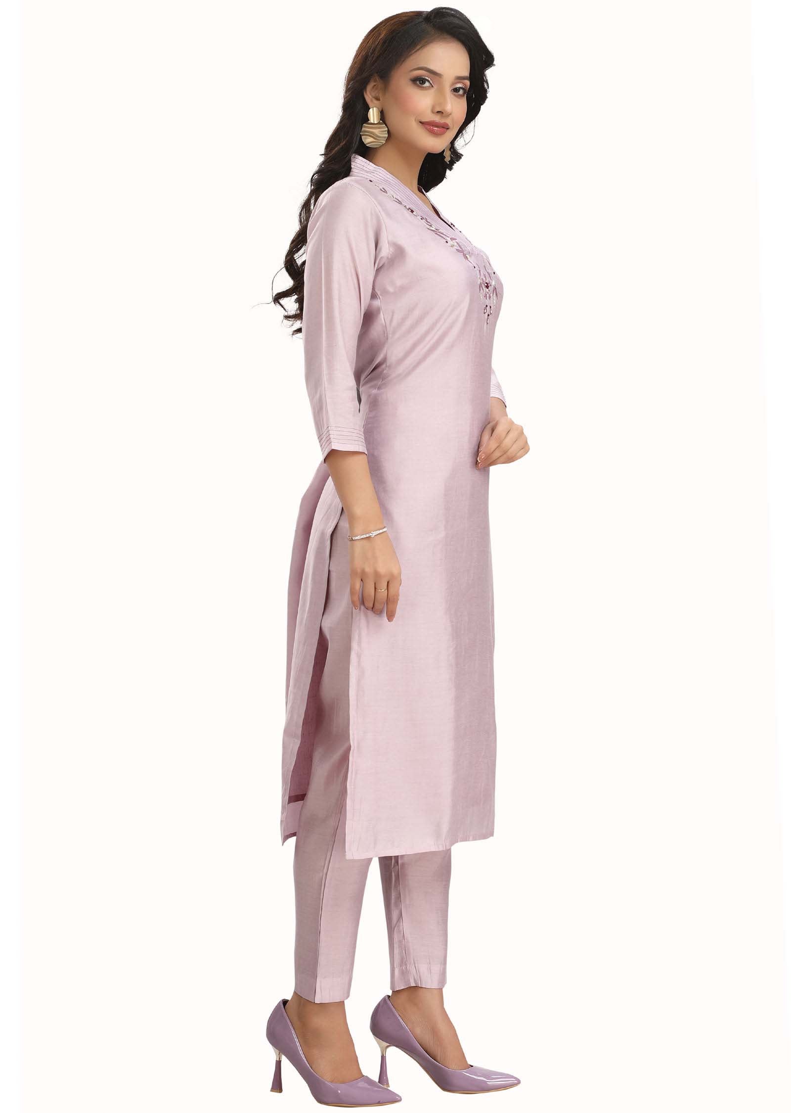 Purple Chanderi Kurti Sets