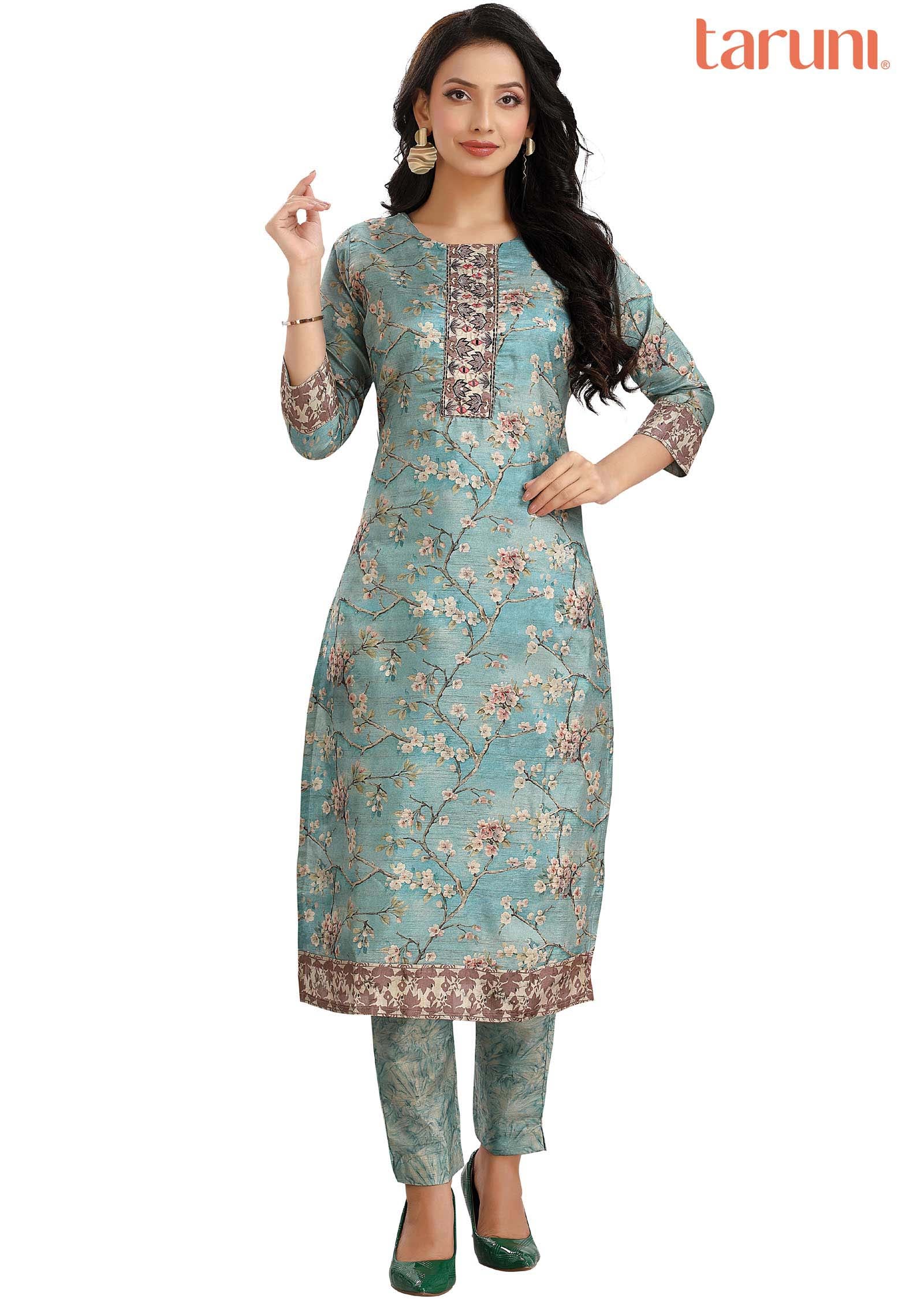 Blue Chanderi Kurti Sets