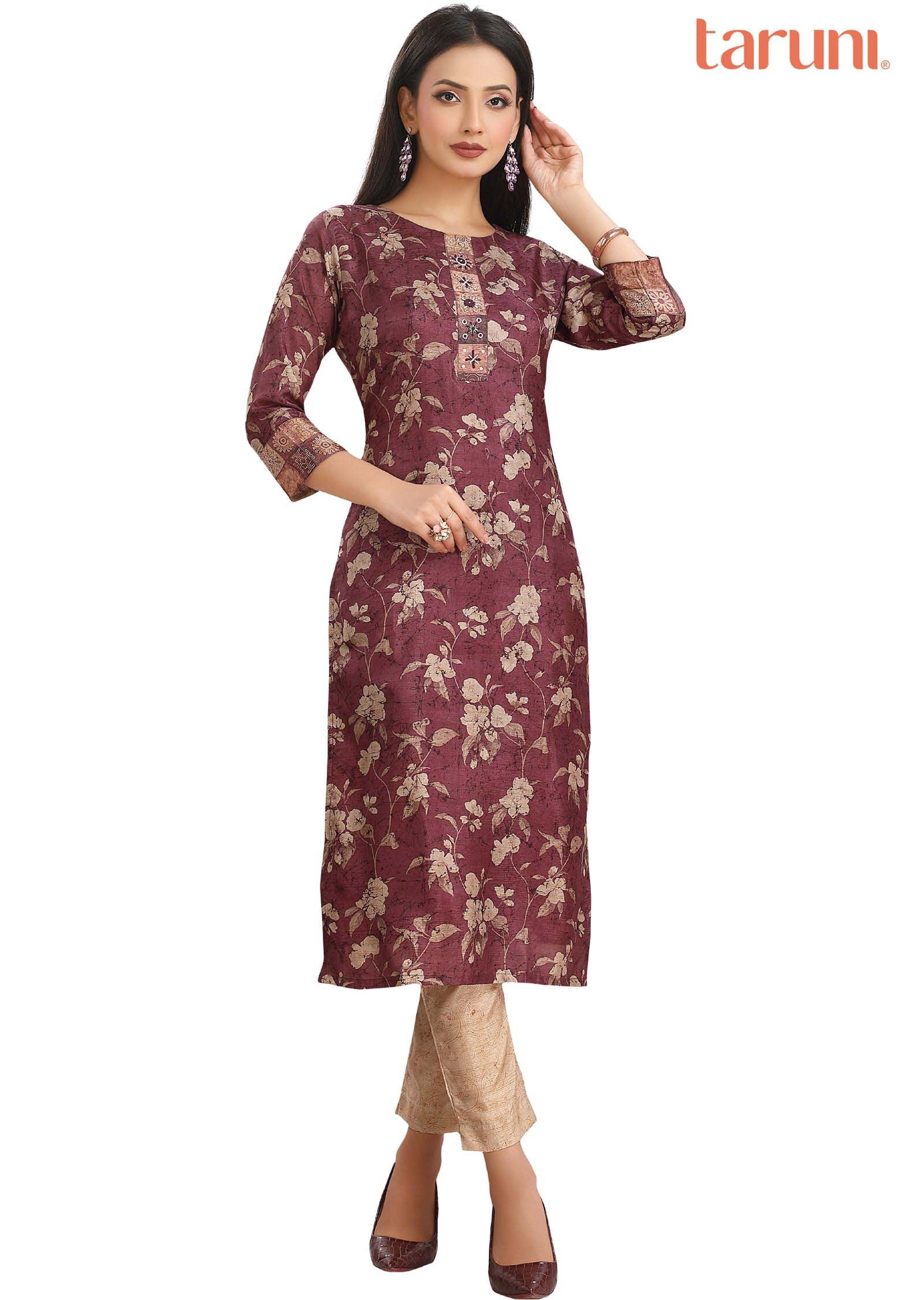 Mouve Chanderi Zardosi & Embroidered Kurti Sets