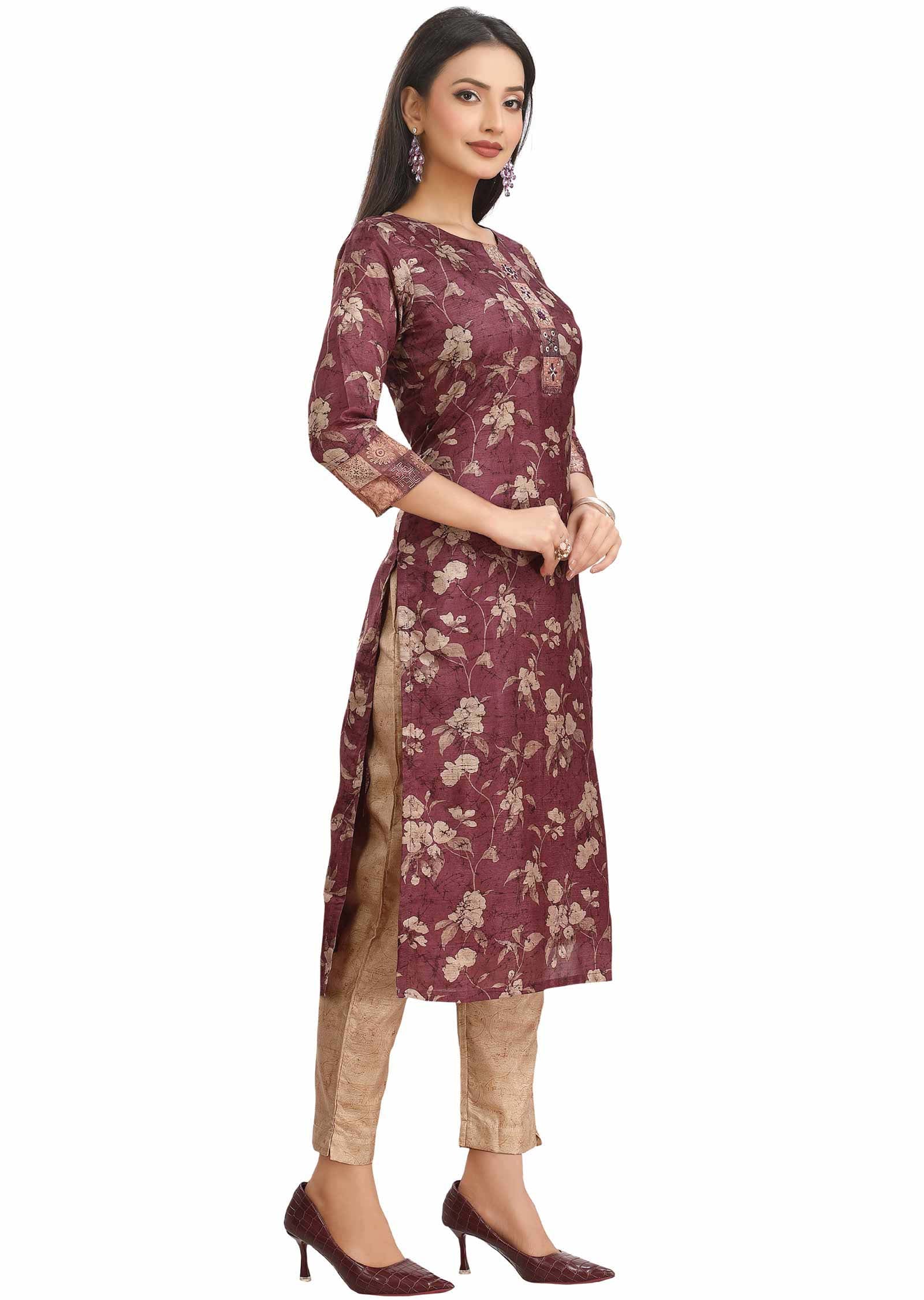 Mouve Chanderi Zardosi & Embroidered Kurti Sets