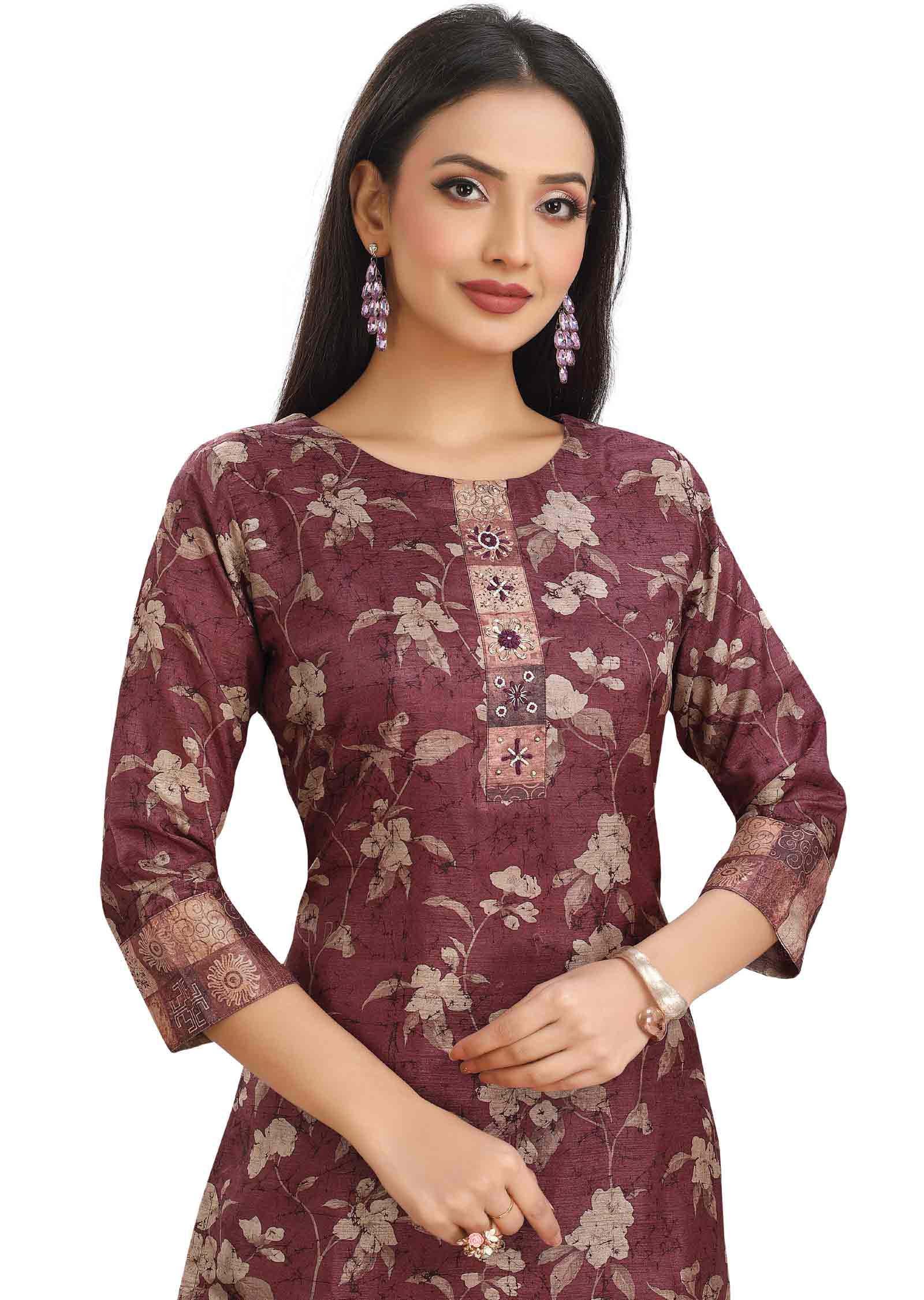 Mouve Chanderi Zardosi & Embroidered Kurti Sets