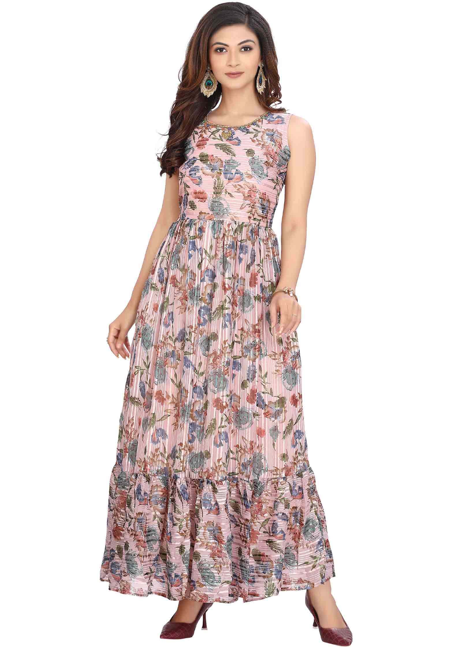 Dusty peach Georgette Printed Kurti