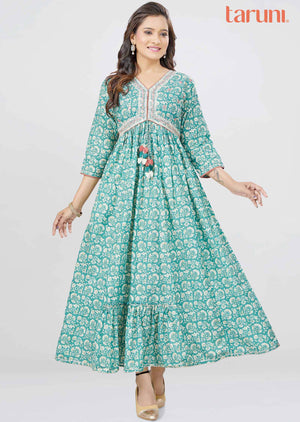 Dusty Green Cotton Sequins Kurti