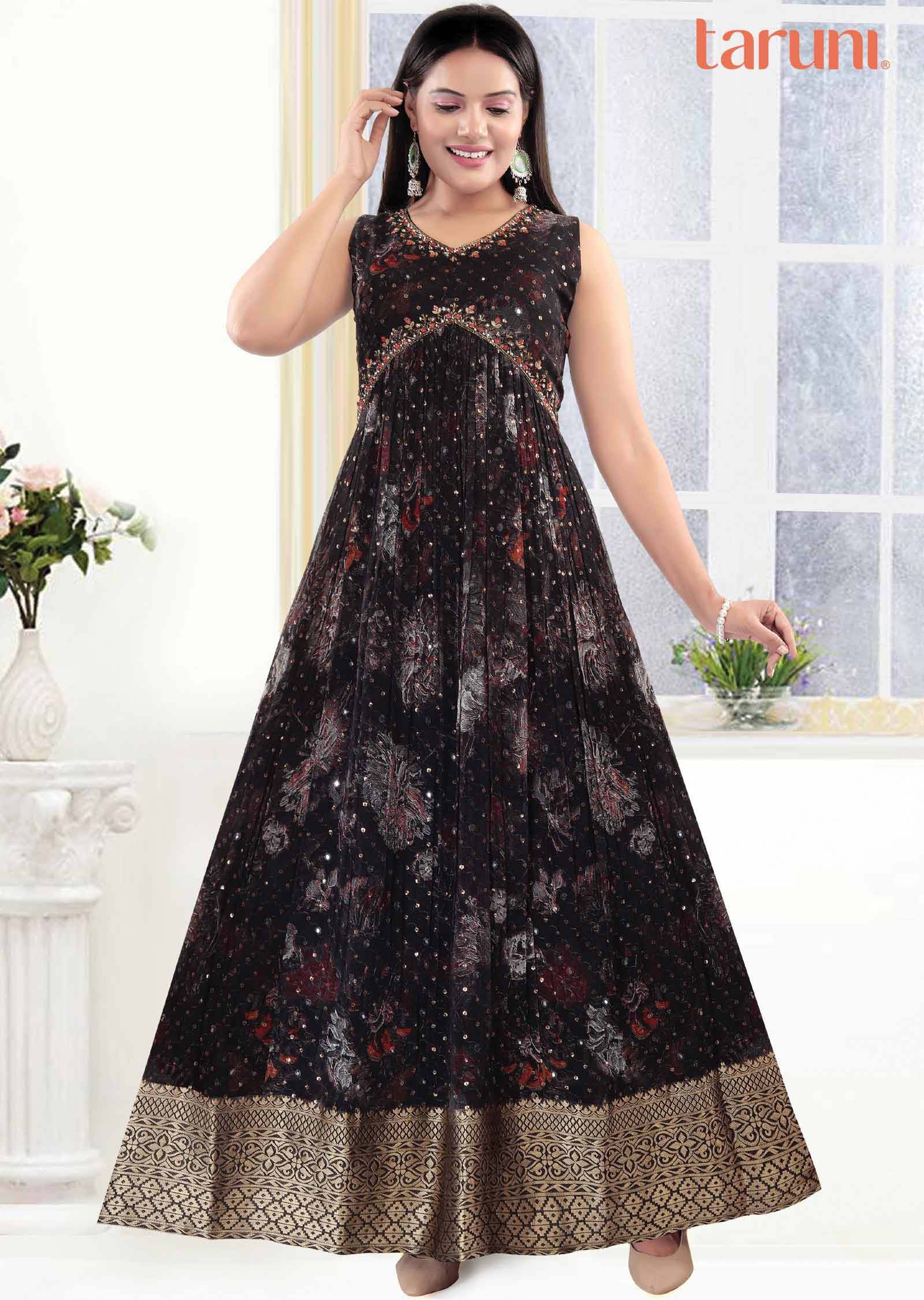 Black Georgette Zardosi & Embroidered Kurti