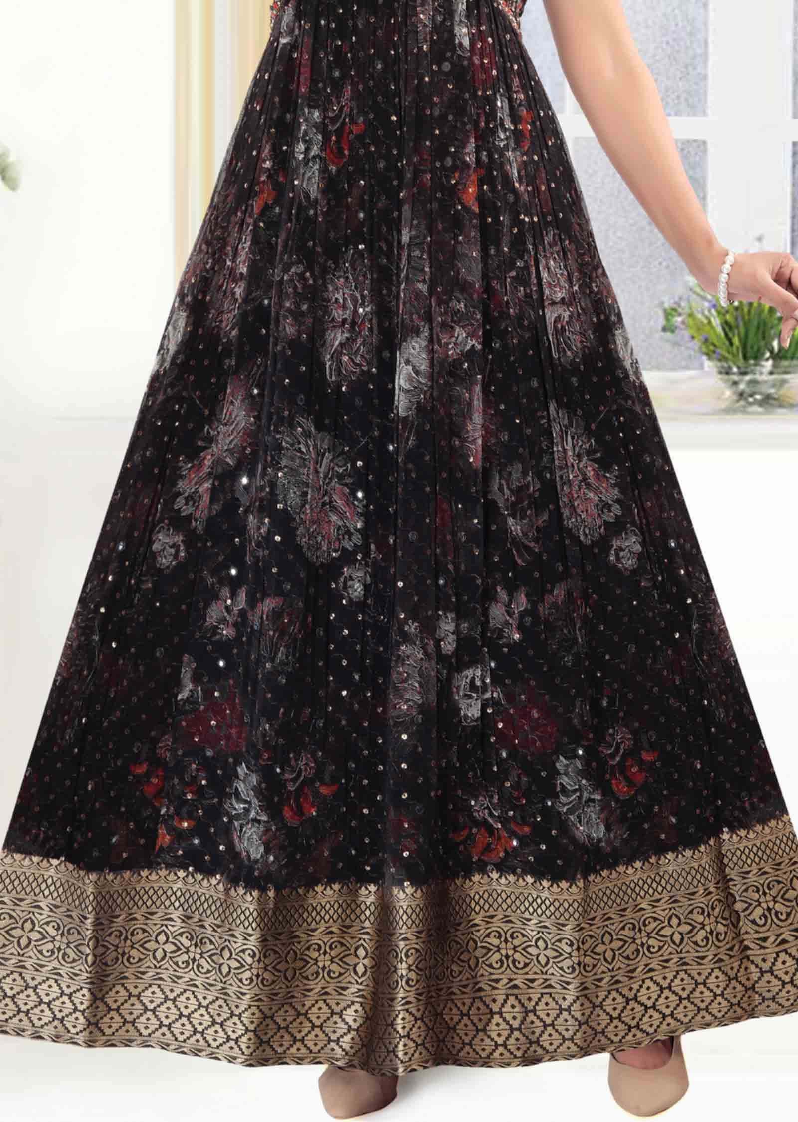 Black Georgette Zardosi & Embroidered Kurti