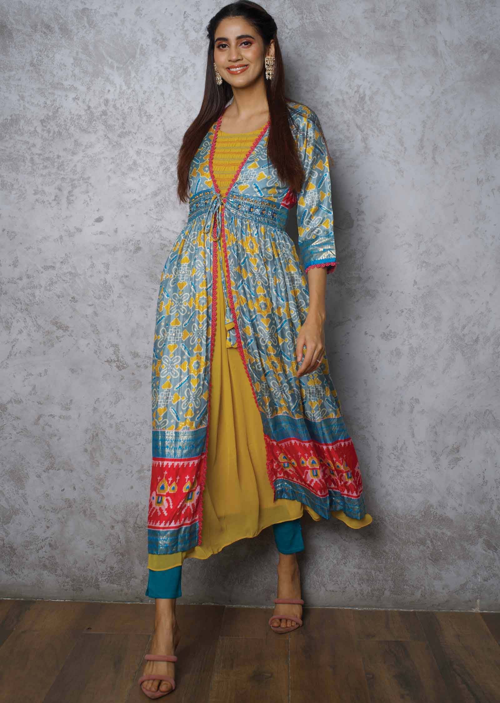 Yellow Georgette Kurti Full Length