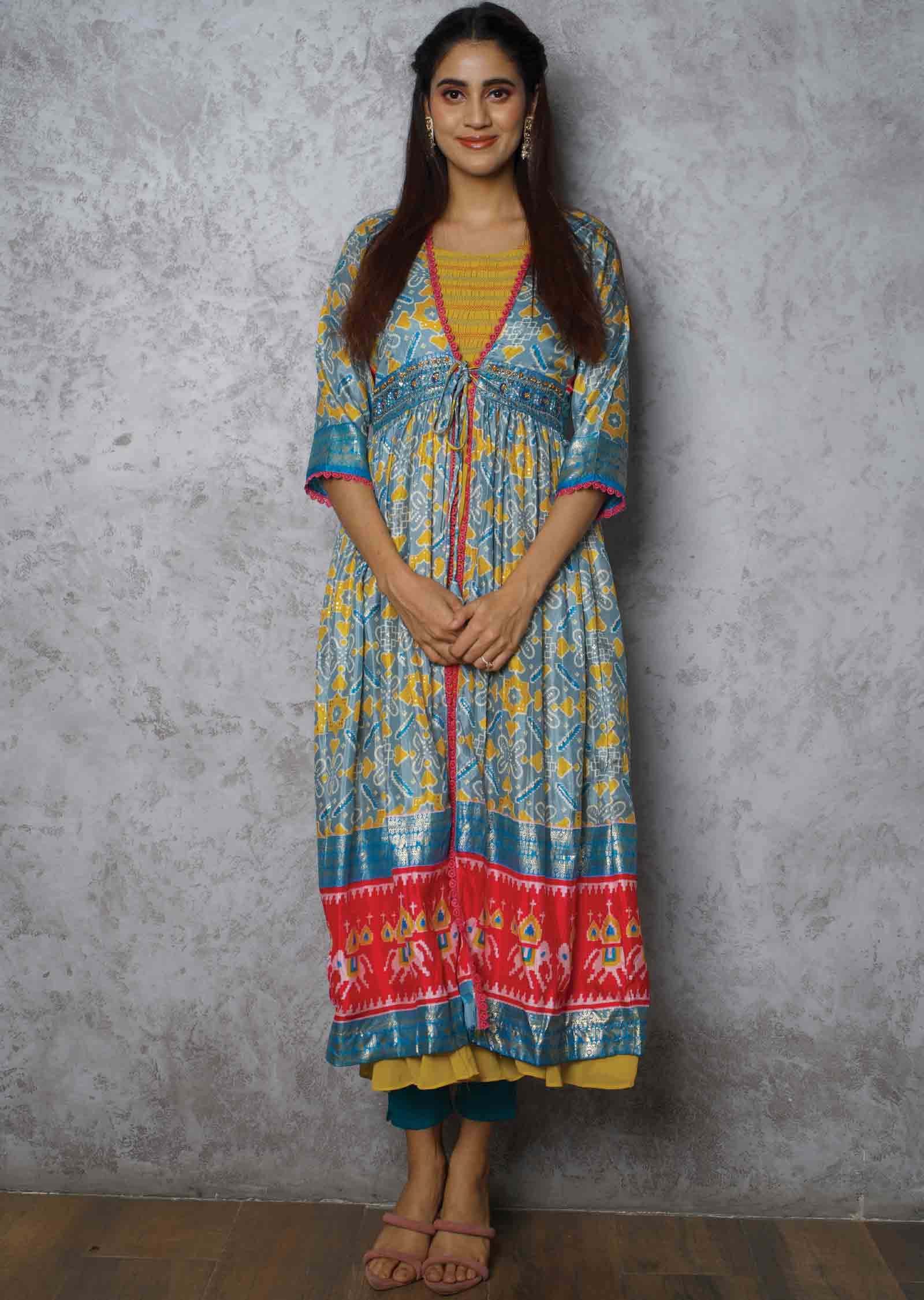 Yellow Georgette Kurti Full Length