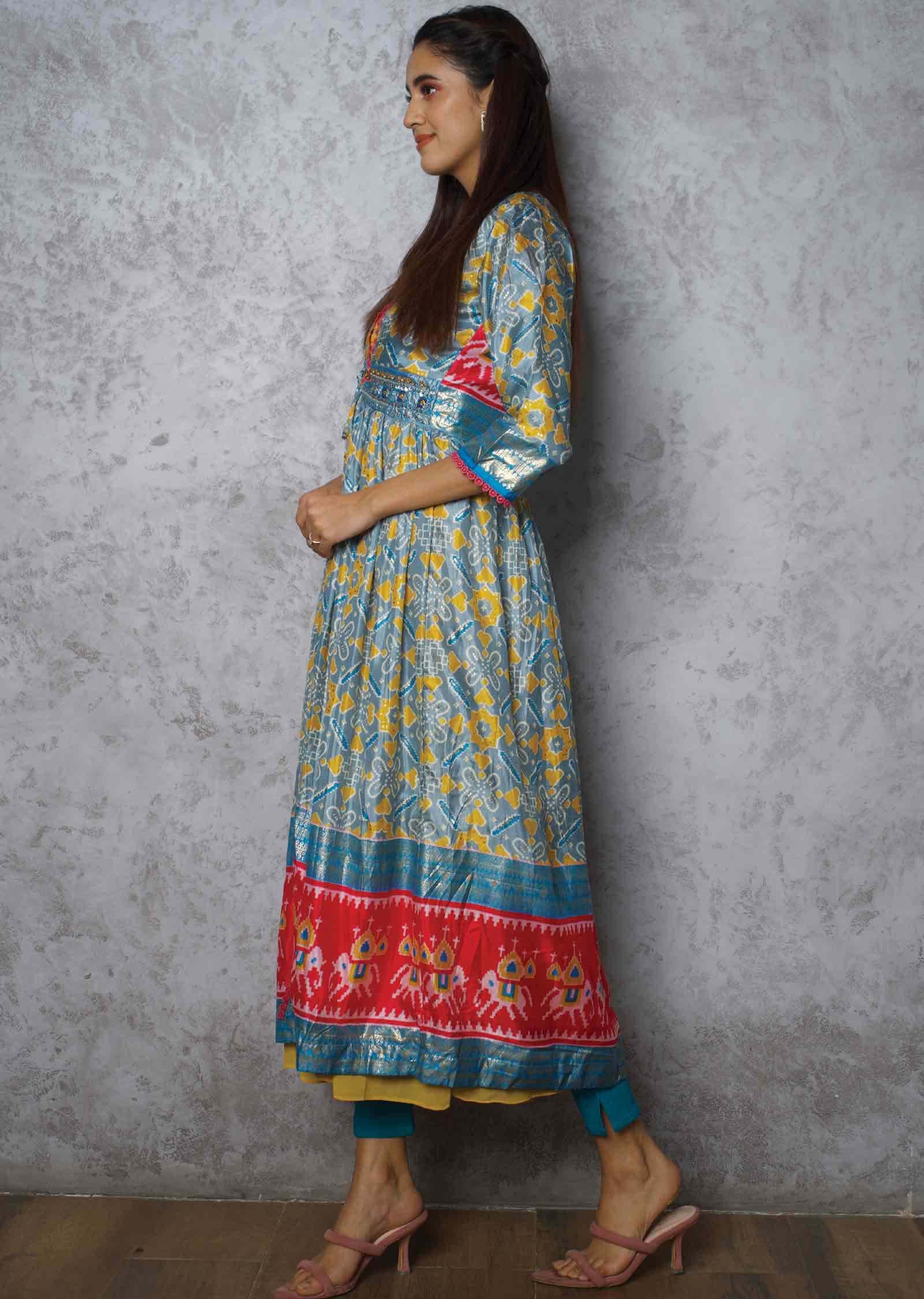 Yellow Georgette Kurti Full Length