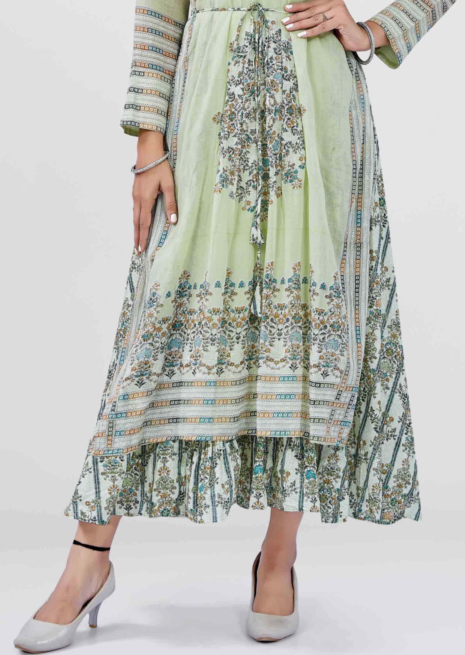 Green Cotton Kurti Full Length