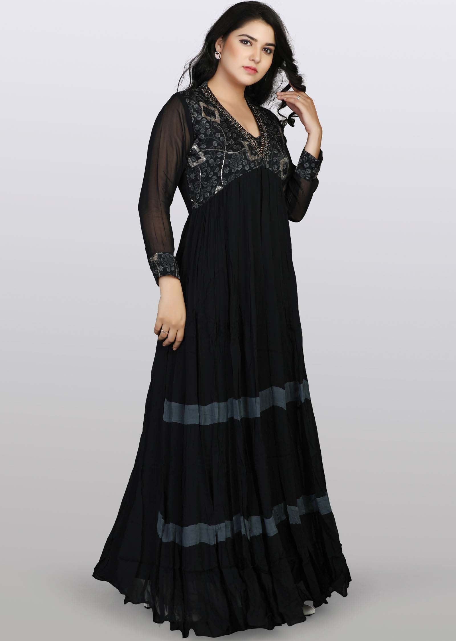 Black Georgette Kurti Full Length