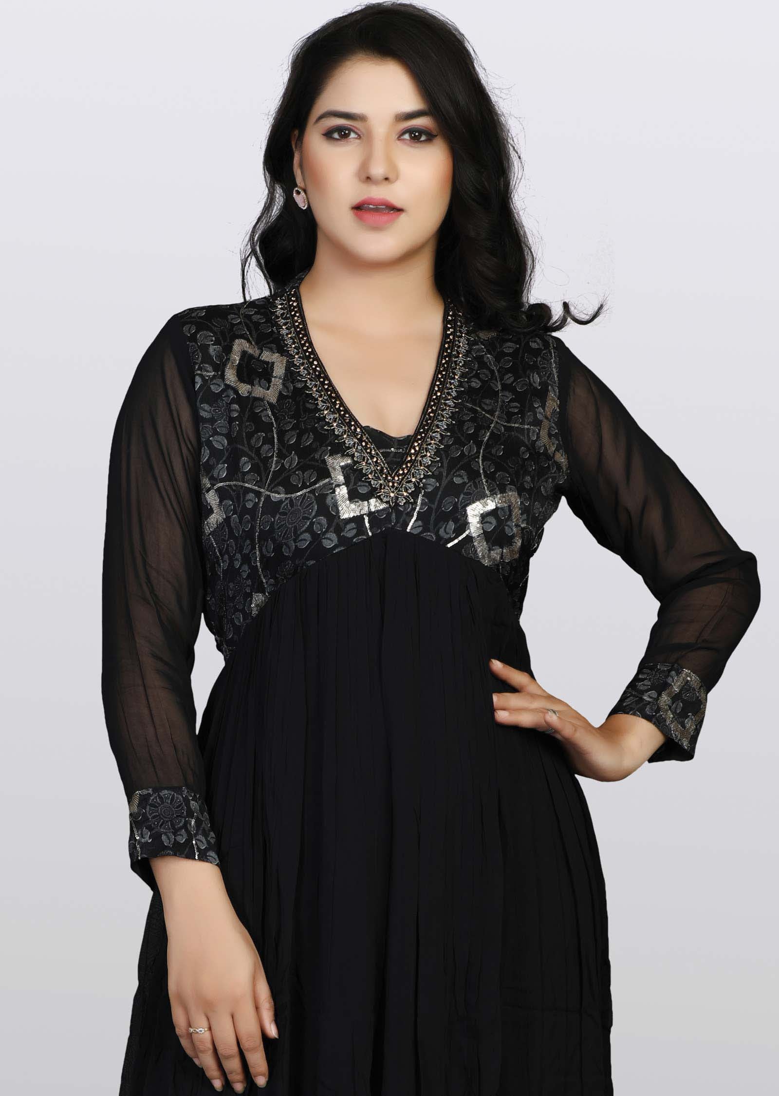 Black Georgette Kurti Full Length