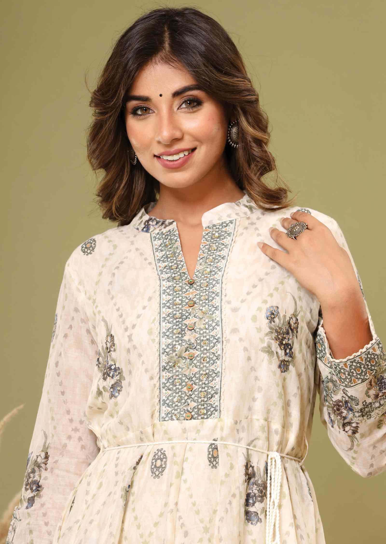 Cream Cotton Kurti