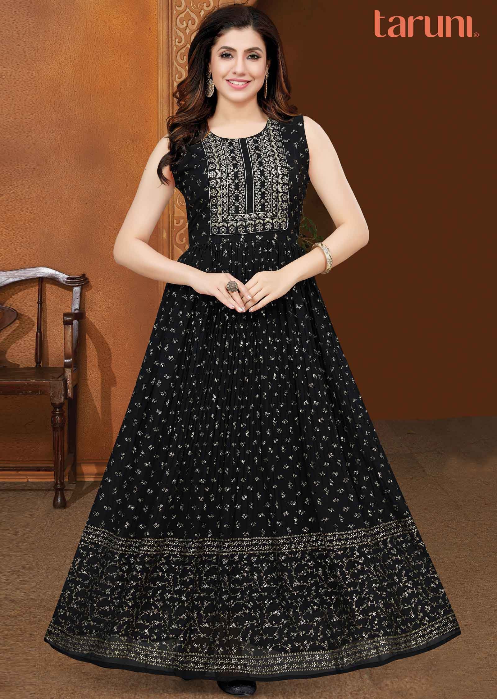 Black Georgette Sequins Kurti Full legth