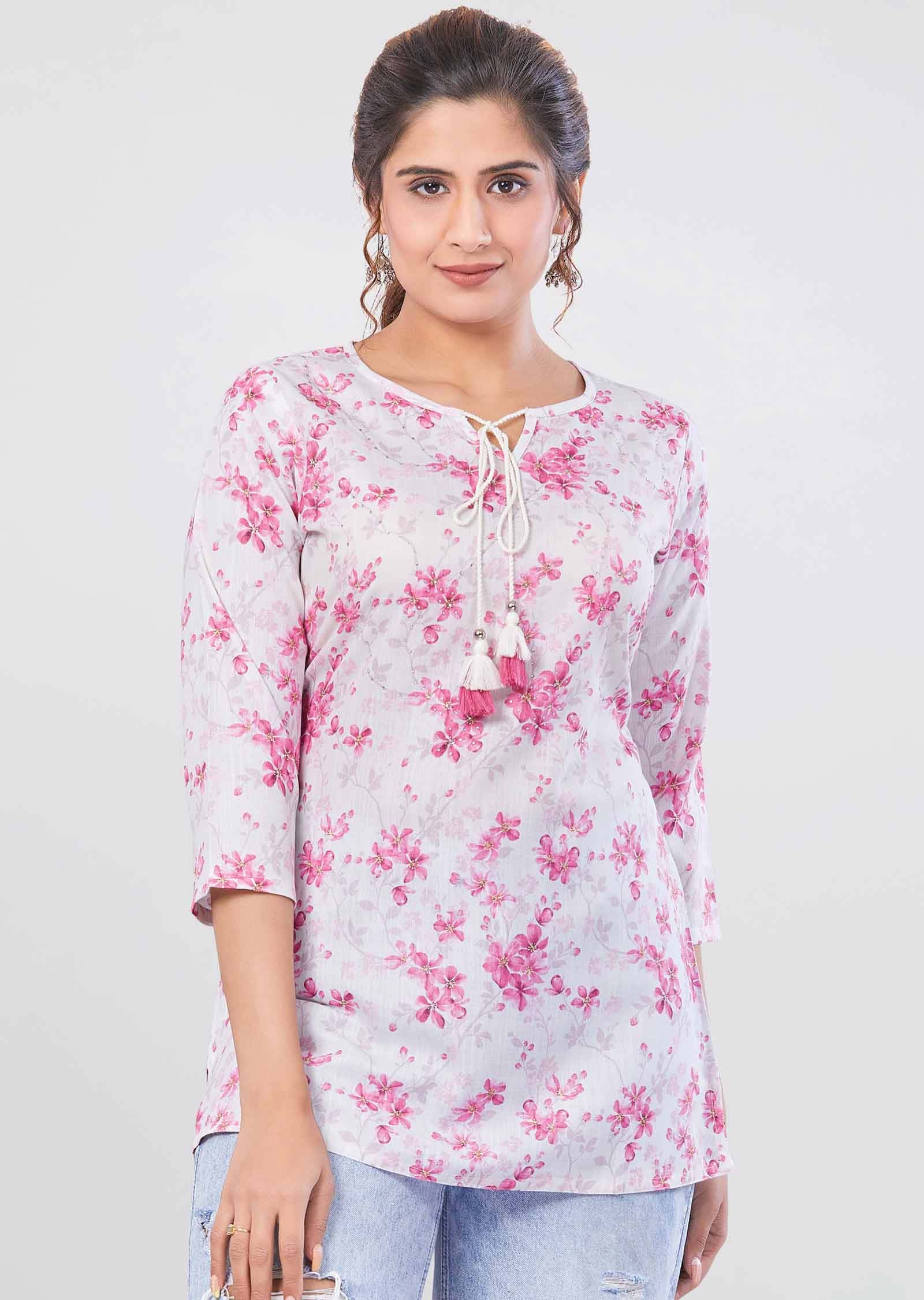 Cream Cotton Short Kurti