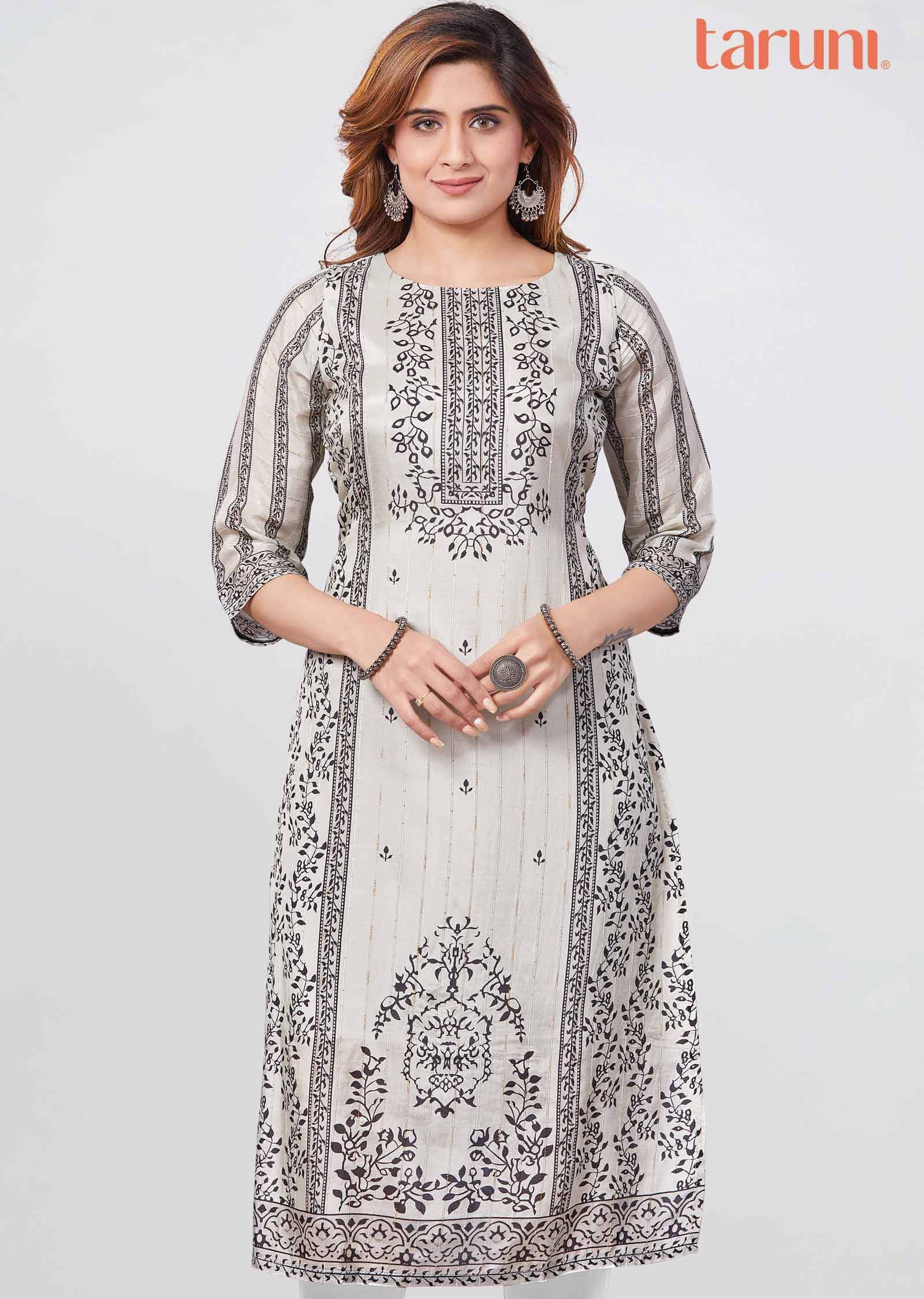 Grey Muslin Kurti  Straight Cut