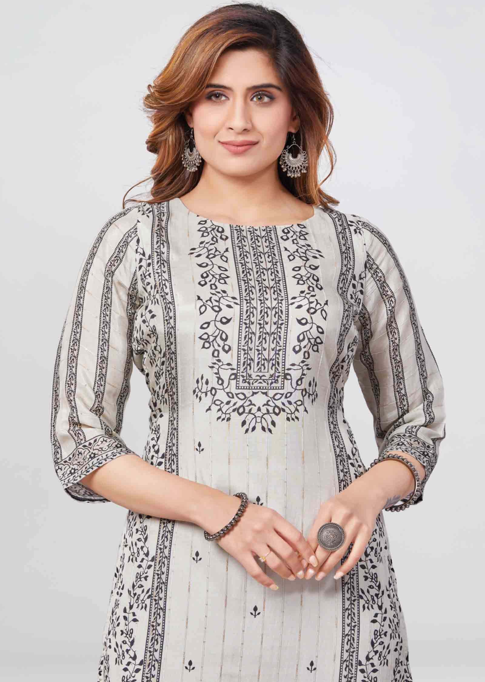 Grey Muslin Kurti  Straight Cut