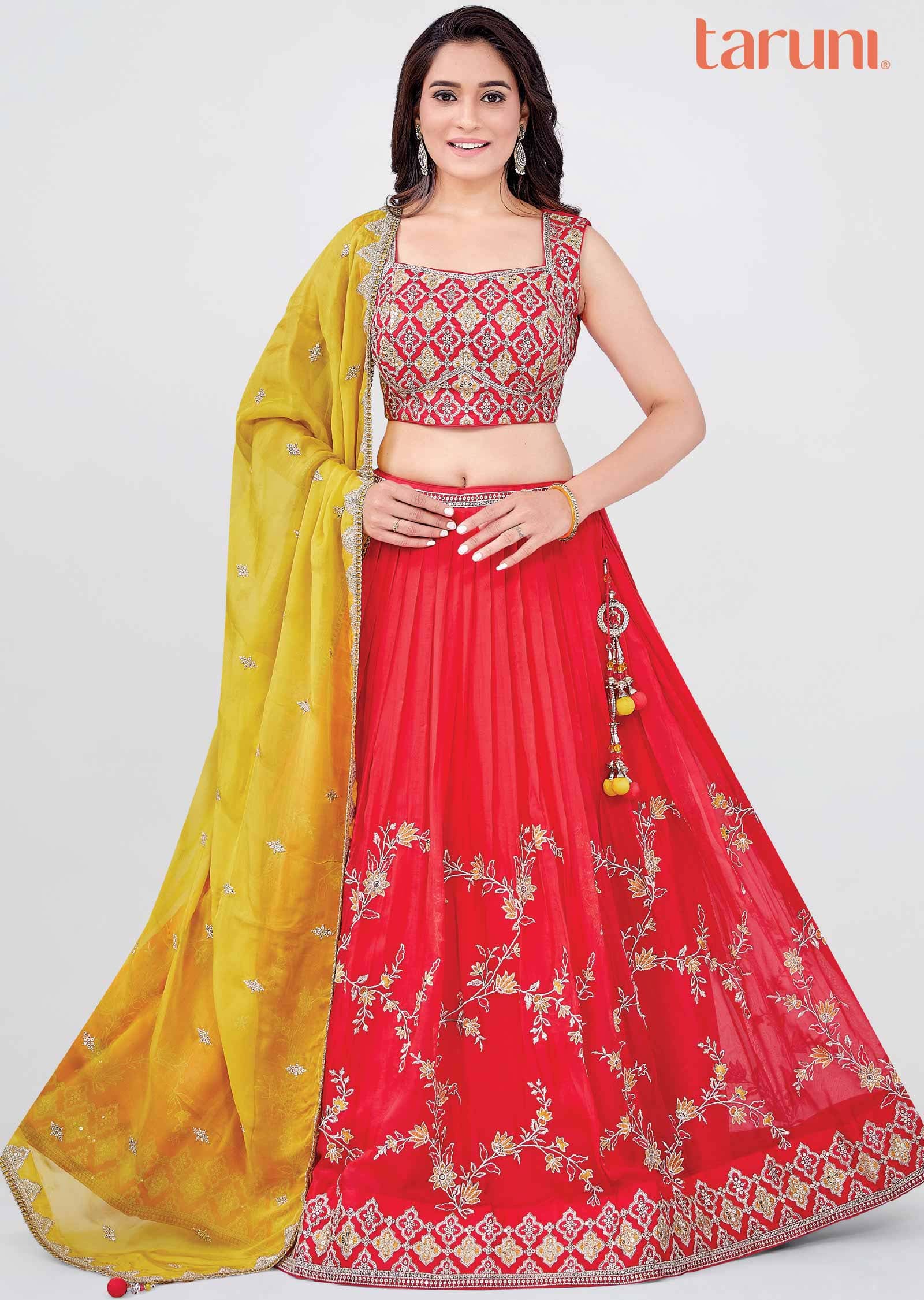 Red Georgette Lehengas