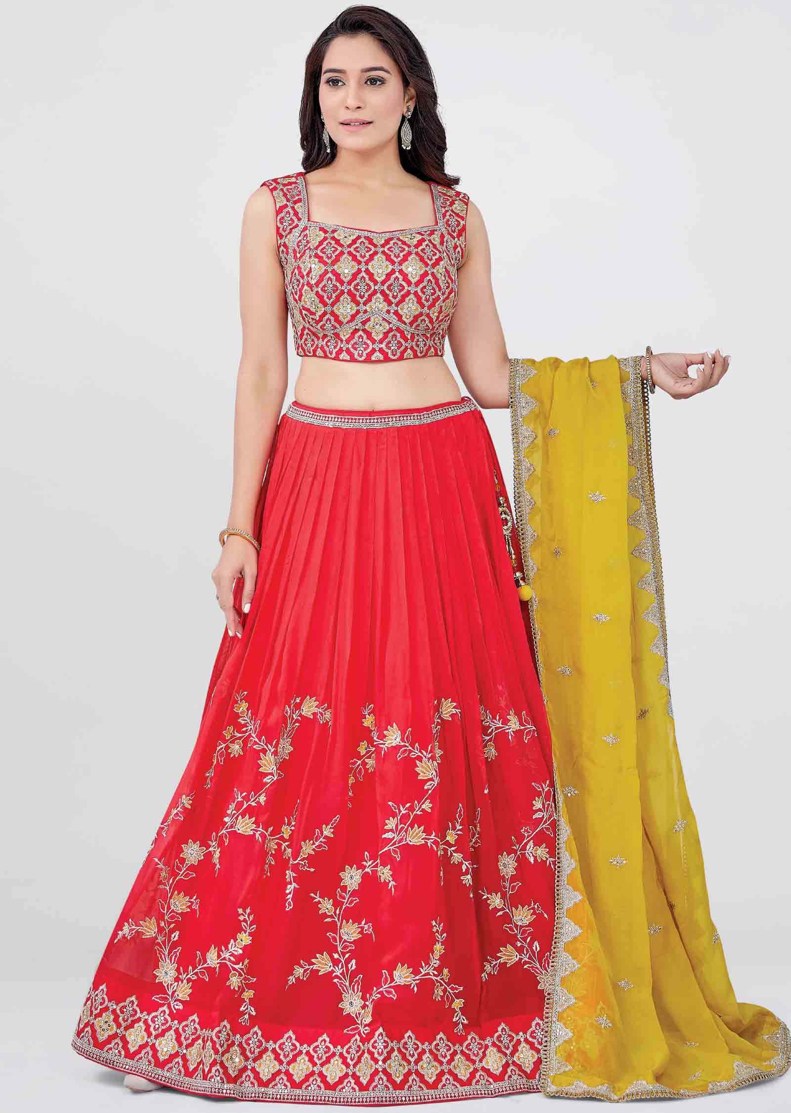 Red Georgette Lehengas