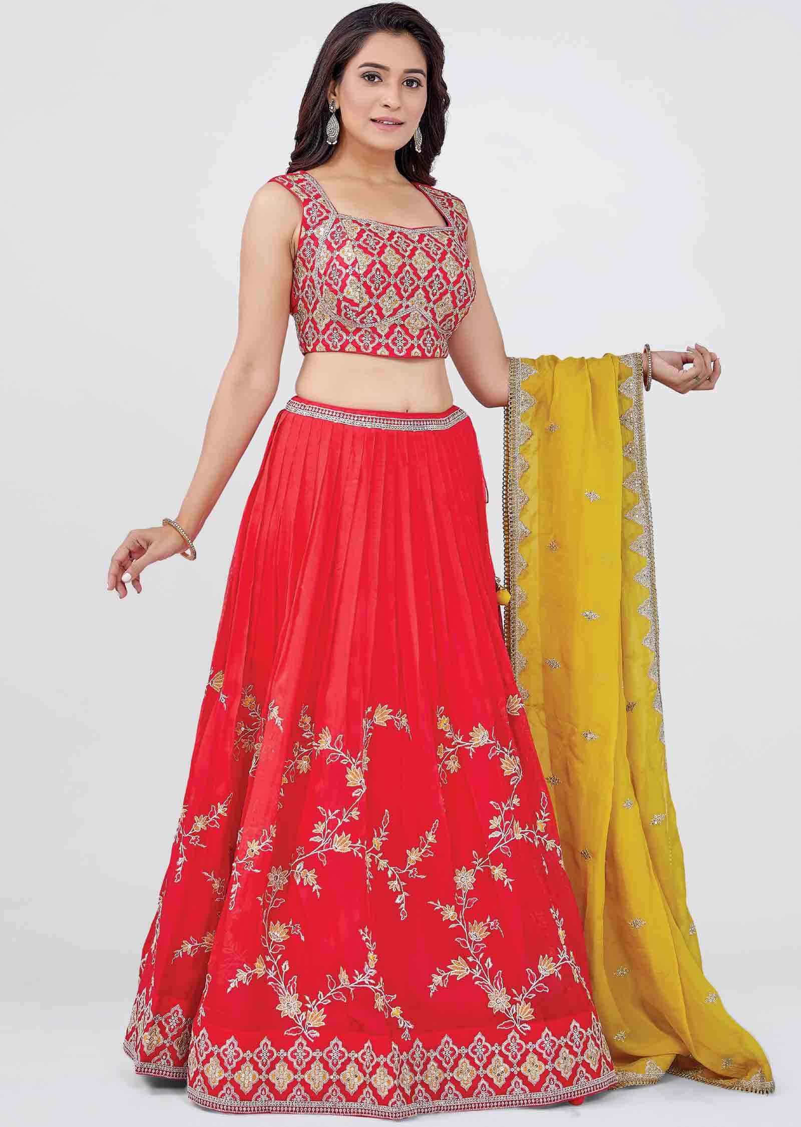 Red Georgette Lehengas