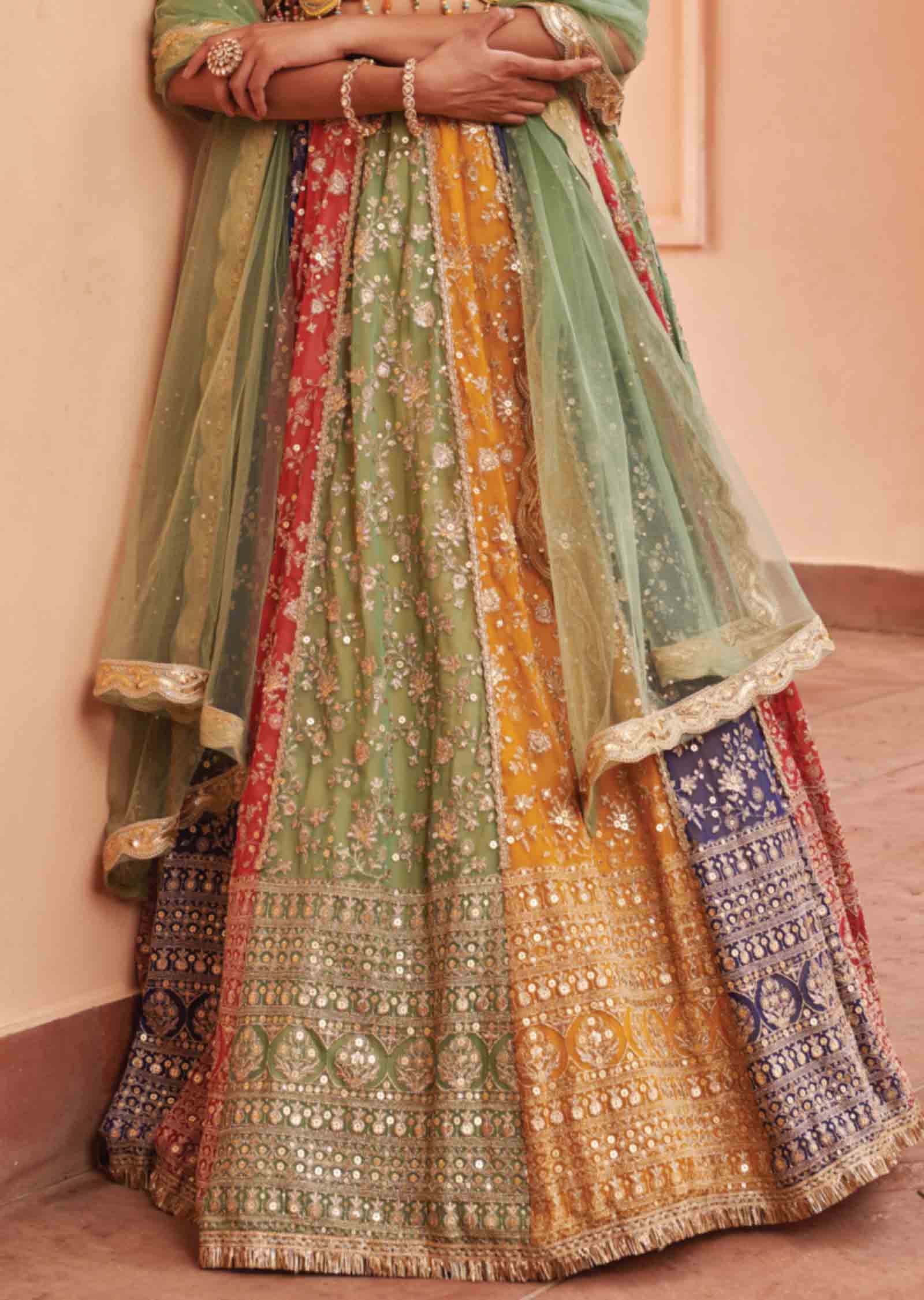 Multi Georgette Embroidered lehenga