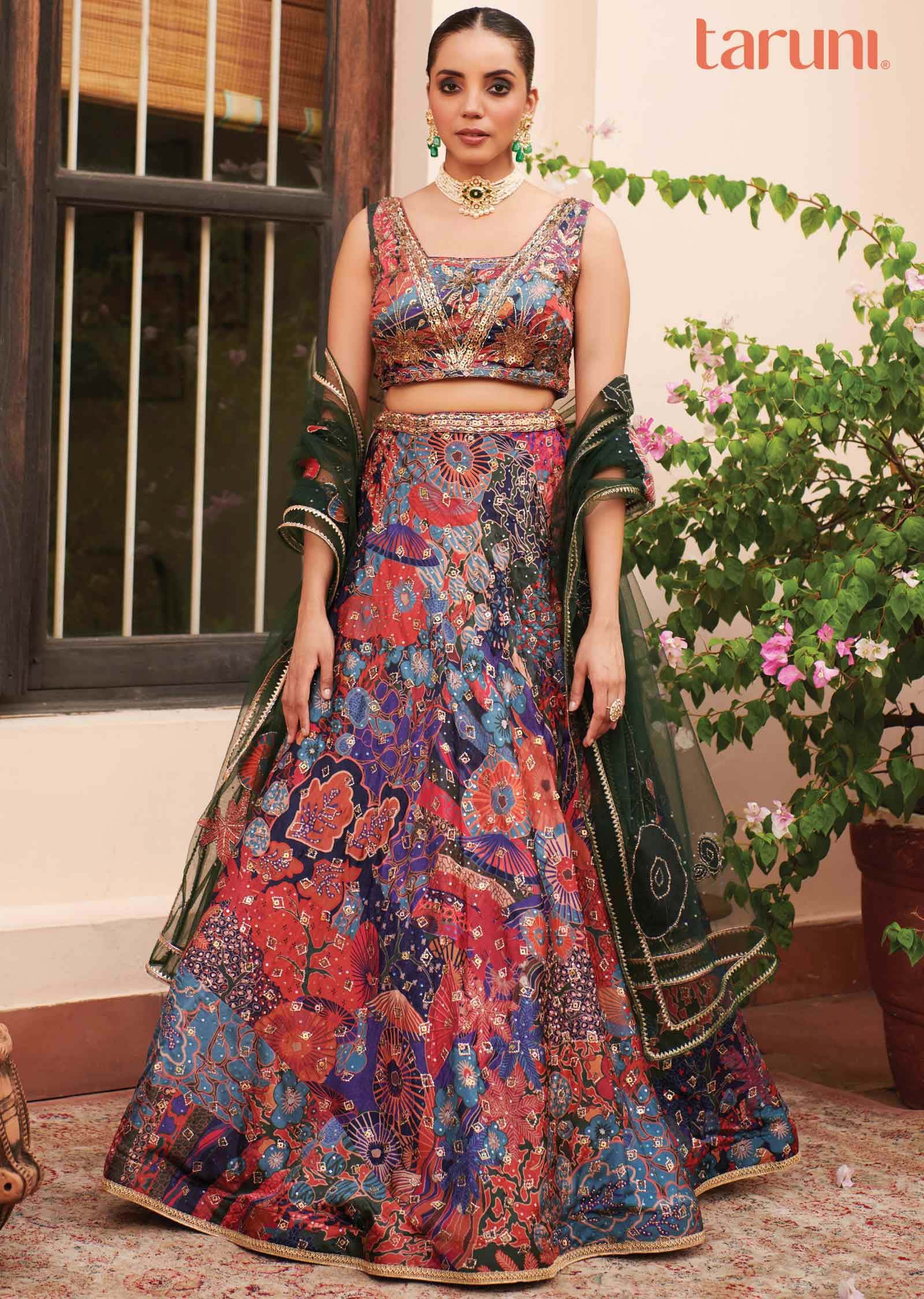 Multi Silk Embroidered lehenga