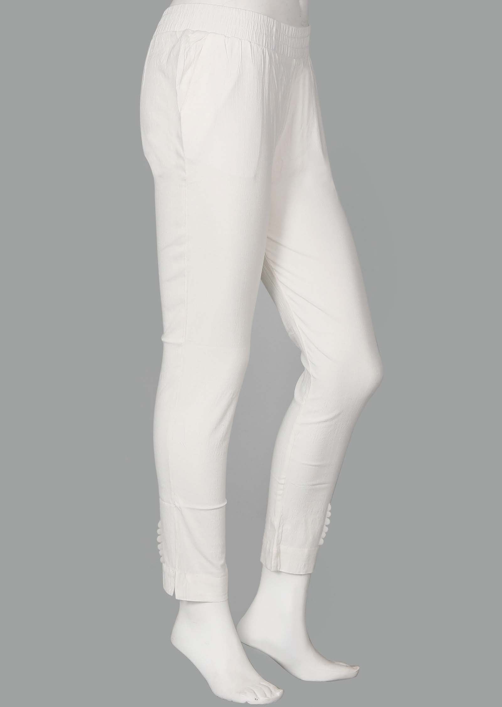 White Potli button Pants