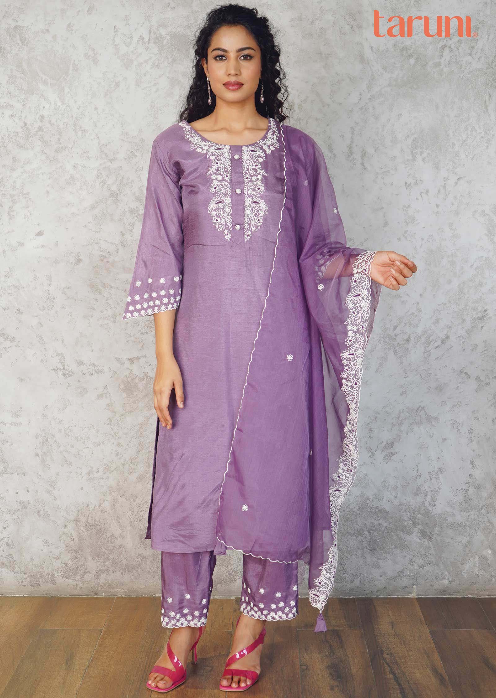 Green Chanderi Straight cut suit