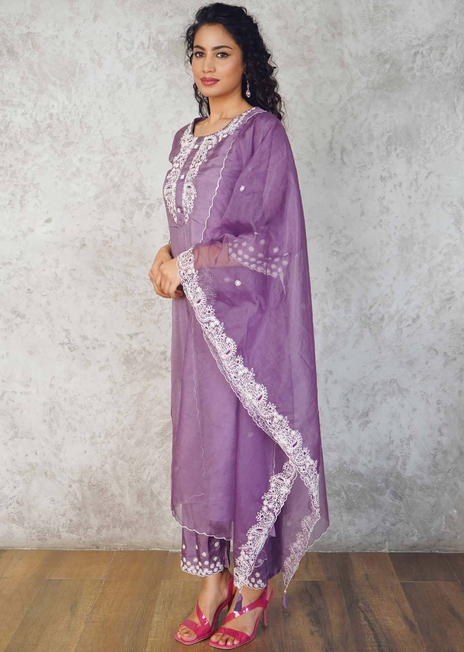 Green Chanderi Straight cut suit