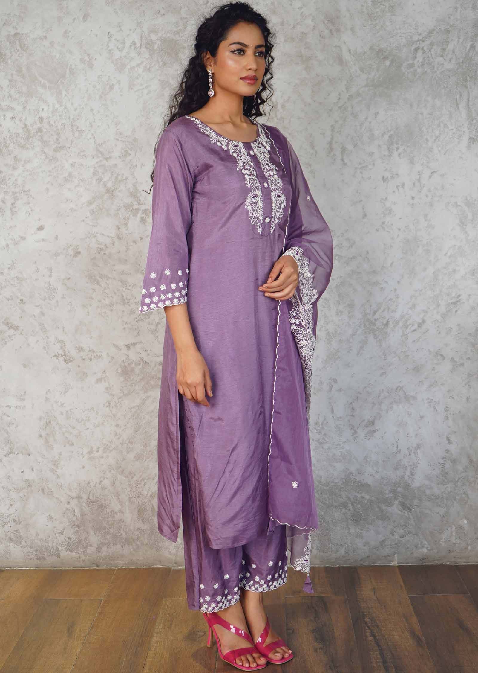 Green Chanderi Straight cut suit